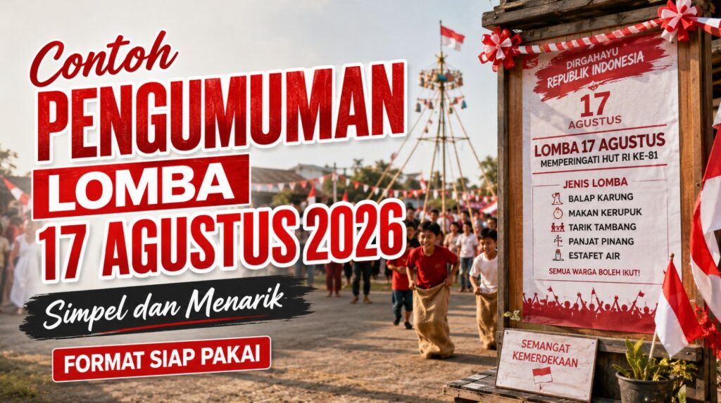 Contoh Pengumuman Lomba 17 Agustus 2026 Simpel dan Menarik