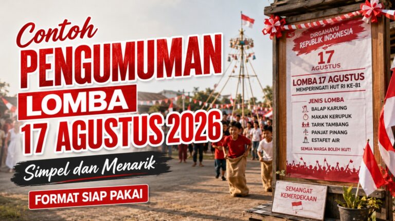 Contoh Pengumuman Lomba 17 Agustus 2026 Simpel dan Menarik