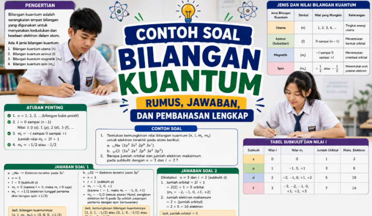 Contoh Soal Bilangan Kuantum: Rumus, Jawaban, dan Pembahasan Lengkap