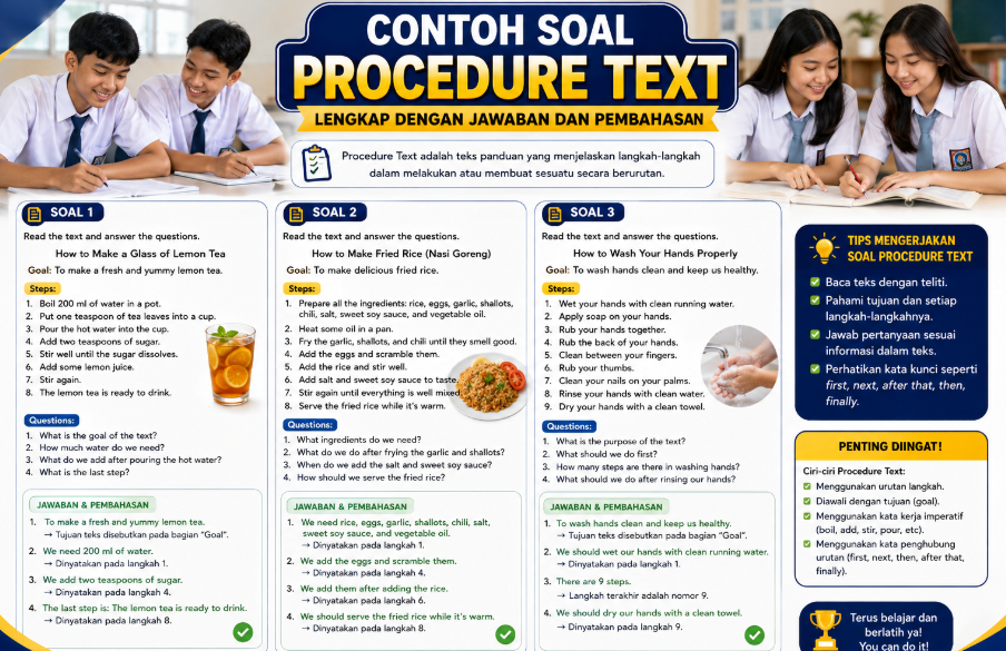 Contoh Soal Procedure Text Lengkap dengan Jawaban dan Pembahasan