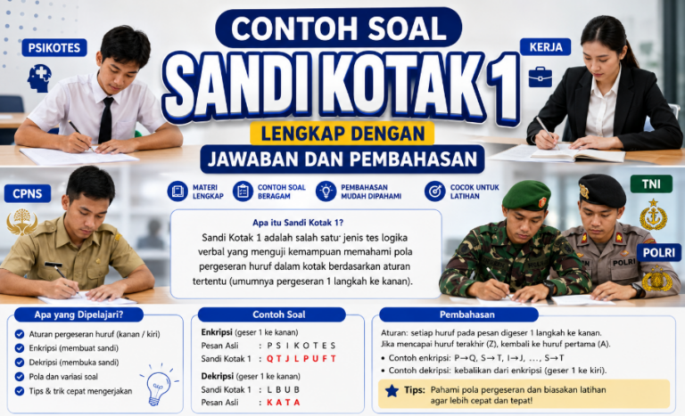 Contoh Soal Sandi Kotak 1 Lengkap dengan Jawaban dan Pembahasan