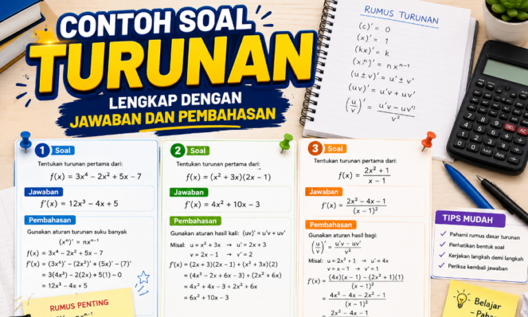 Contoh Soal Turunan Lengkap dengan Jawaban dan Pembahasan