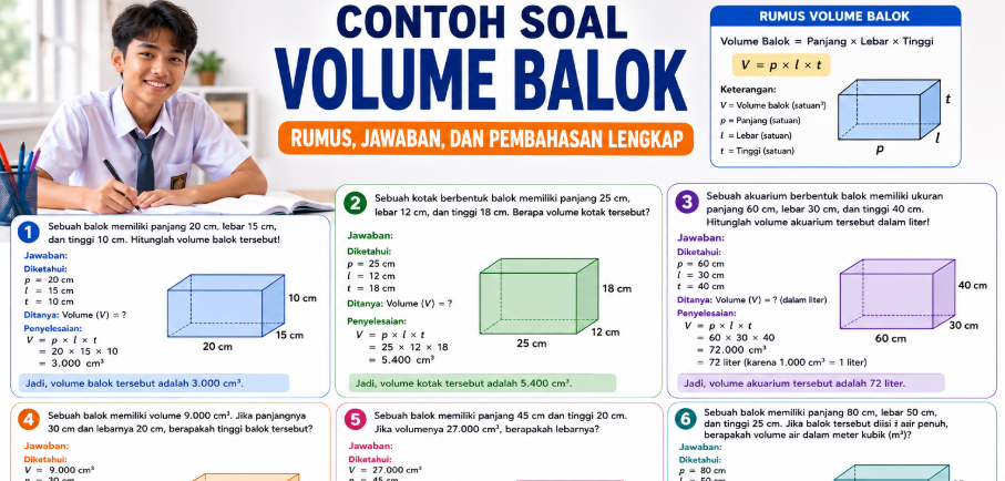 Contoh Soal Volume Balok: Rumus, Jawaban, dan Pembahasan Lengkap