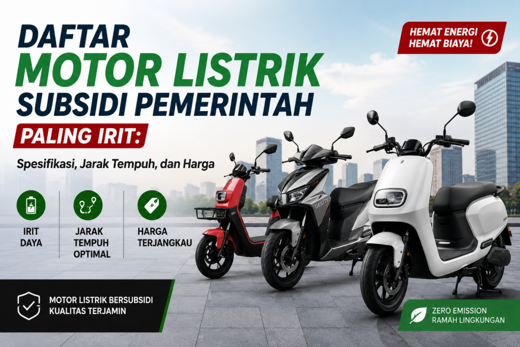 Daftar Motor Listrik Subsidi Pemerintah Paling Irit Spesifikasi, Jarak Tempuh, dan Harga
