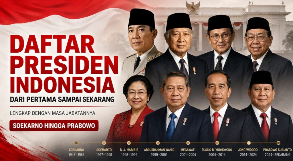 Daftar Presiden Indonesia dari Pertama Sampai Sekarang Lengkap dengan Masa Jabatannya