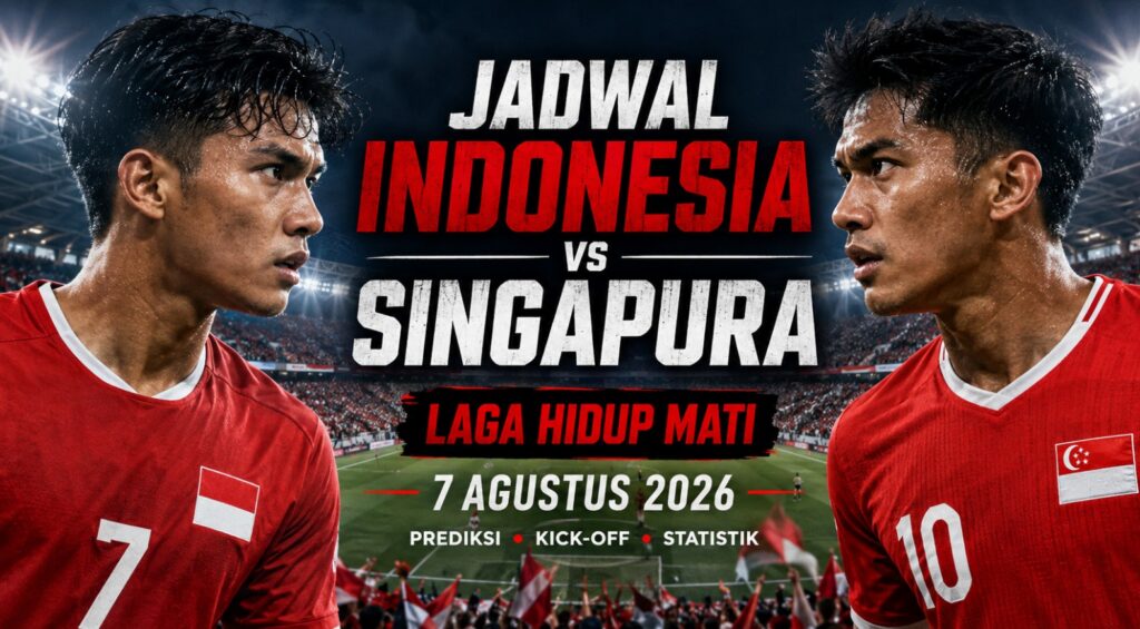 Jadwal Indonesia vs Singapura 7 Agustus 2026, Laga Hidup Mati