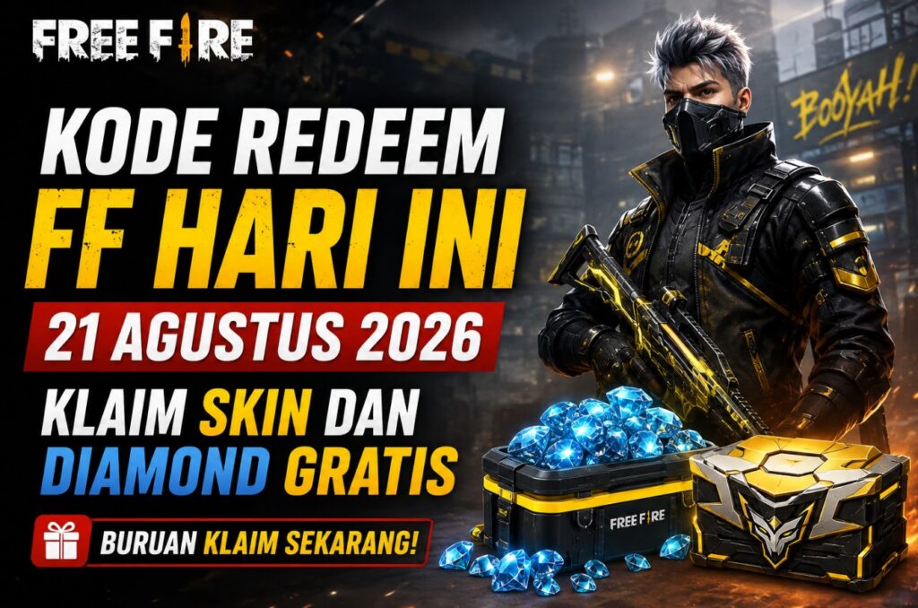 Kode Redeem FF Hari Ini 21 Agustus 2026, Klaim Skin dan Diamond Gratis