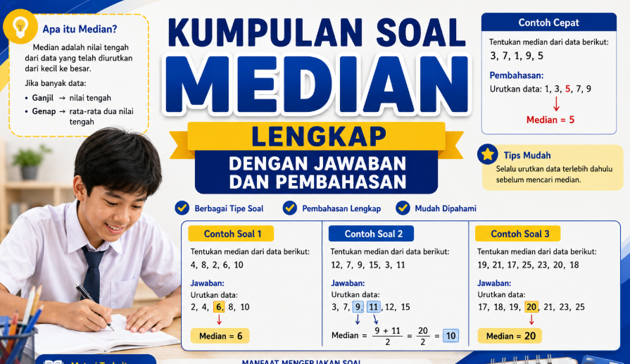 Kumpulan Soal Median Lengkap dengan Jawaban dan Pembahasan skrng ini