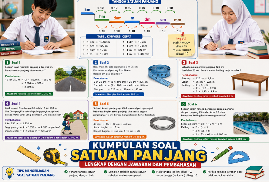 Kumpulan Soal Satuan Panjang Lengkap dengan Jawaban dan Pembahasan