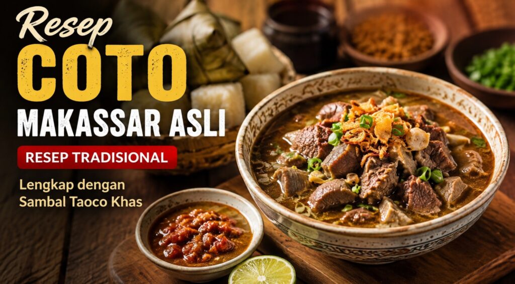 Resep Coto Makassar Asli Lengkap dengan Sambal Taoco Khas