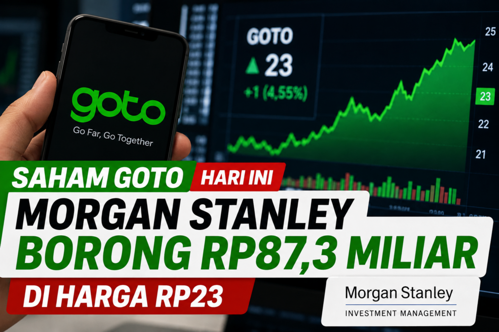 Saham GOTO Hari Ini Morgan Stanley Borong Rp87,3 Miliar di Harga Rp23