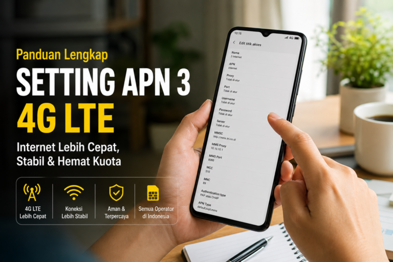 Setting APN 3 4G LTE agar Koneksi Internet Stabil dan Tidak Lemot