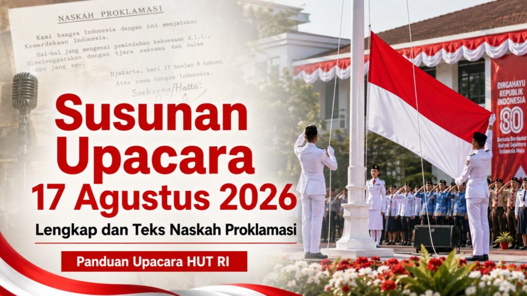 Susunan Upacara 17 Agustus 2026 Lengkap dan Teks Naskah Proklamasi