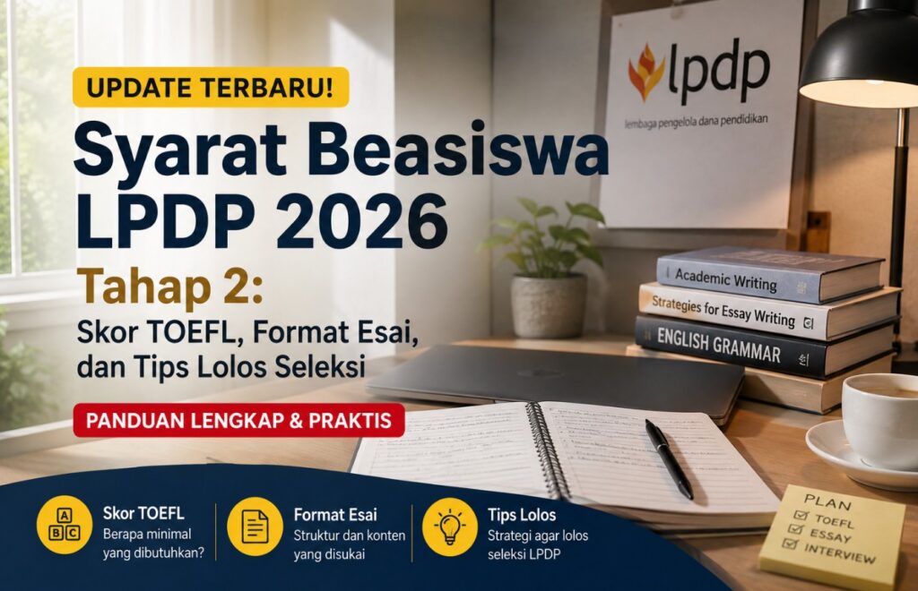Syarat Beasiswa LPDP 2026 Tahap 2 Skor TOEFL, Format Esai, dan Tips Lolos Seleksi