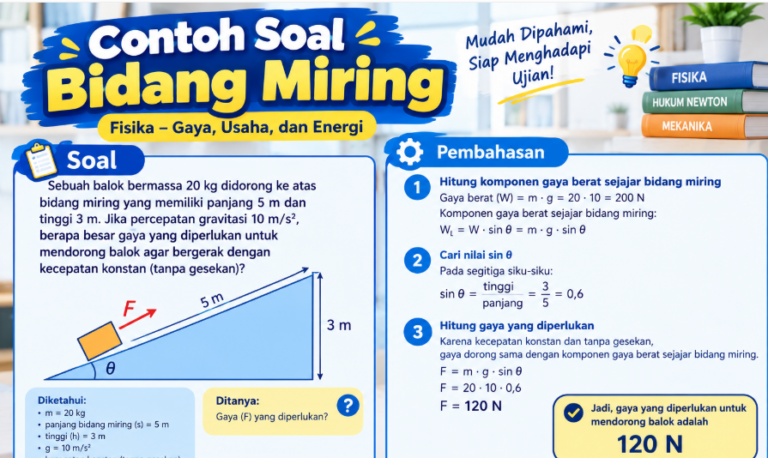 30 Contoh Soal Bidang Miring: Rumus, Jawaban, dan Pembahasan Lengkap