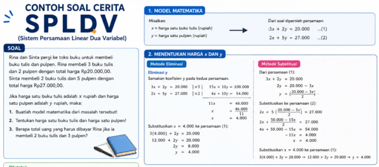 Contoh Soal Cerita SPLDV Lengkap dengan Jawaban dan Pembahasan