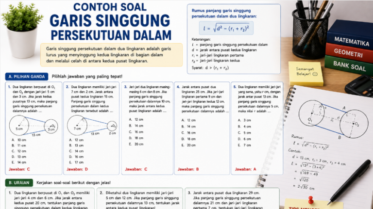 Contoh Soal Garis Singgung Persekutuan Dalam: Rumus, Jawaban, dan Pembahasan