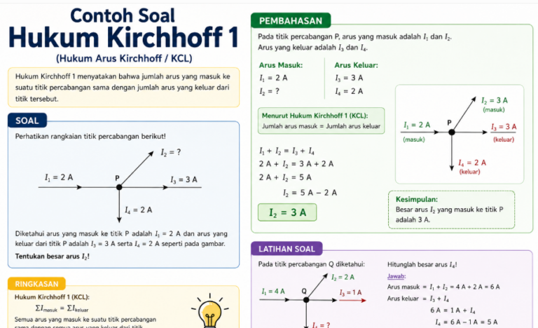 Contoh Soal Hukum Kirchhoff 1: Rumus, Jawaban, dan Pembahasan Lengkap