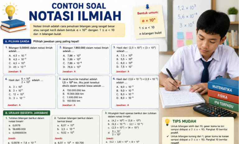 30 Contoh Soal Notasi Ilmiah: Rumus, Jawaban, dan Pembahasan