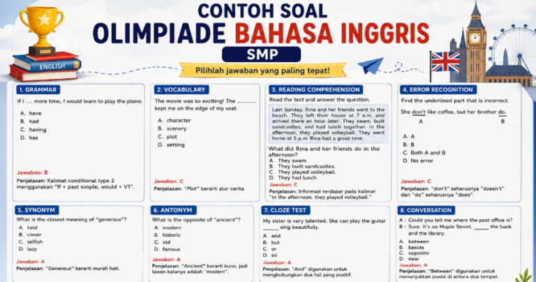 Contoh Soal Olimpiade Bahasa Inggris SMP Terbaru 2026