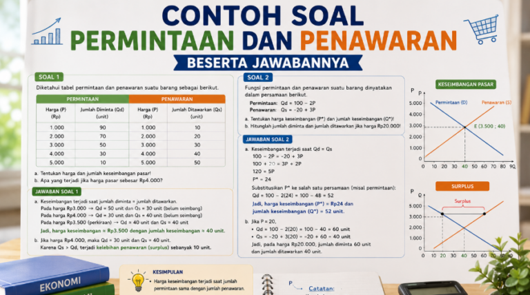 30 Contoh Soal Permintaan dan Penawaran Lengkap dengan Jawaban dan Pembahasan