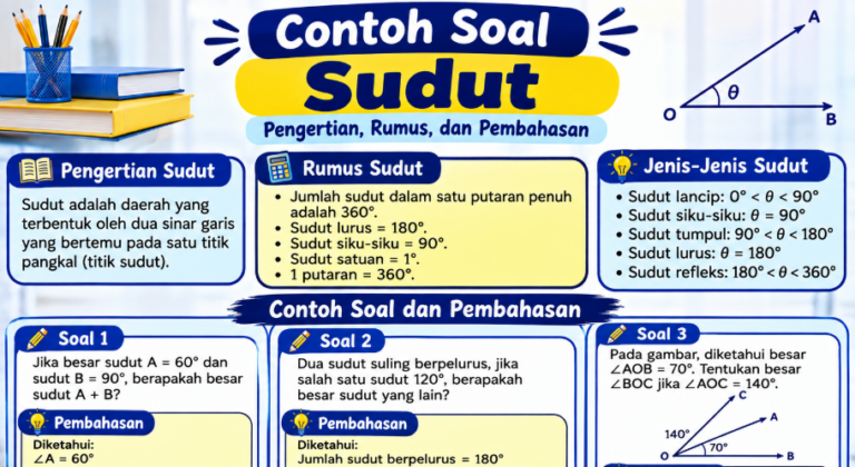 30 Contoh Soal Sudut: Rumus, Jawaban, dan Pembahasan Lengkap