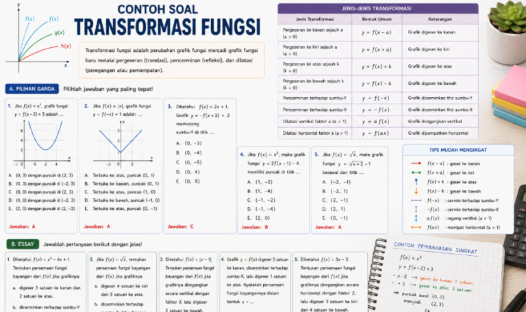 Contoh Soal Transformasi Fungsi: Translasi, Refleksi, dan Dilatasi