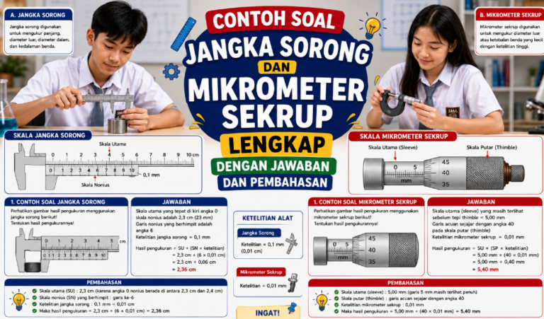 Contoh Soal Jangka Sorong dan Mikrometer Sekrup Lengkap dengan Jawaban dan Pembahasan