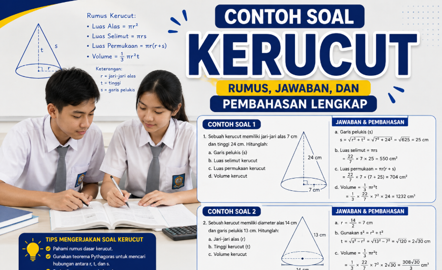 Contoh Soal Kerucut: Rumus, Jawaban, dan Pembahasan Lengkap