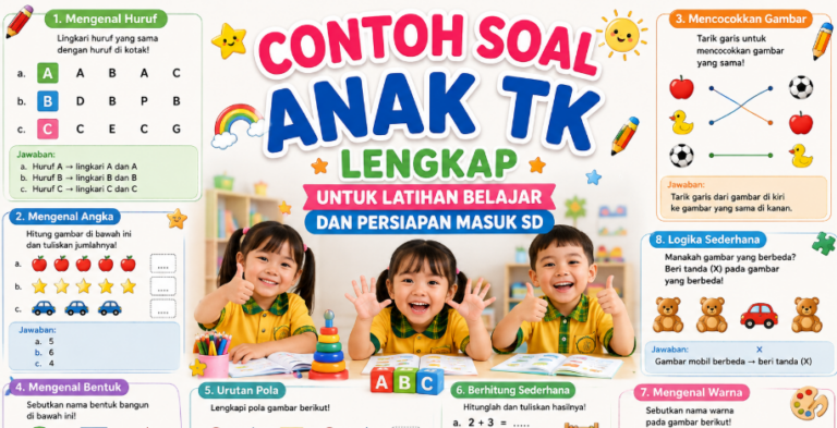 Contoh Soal Anak TK Lengkap untuk Latihan Belajar dan Persiapan Masuk SD