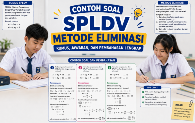 Contoh Soal SPLDV Metode Eliminasi: Rumus, Jawaban, dan Pembahasan Lengkap