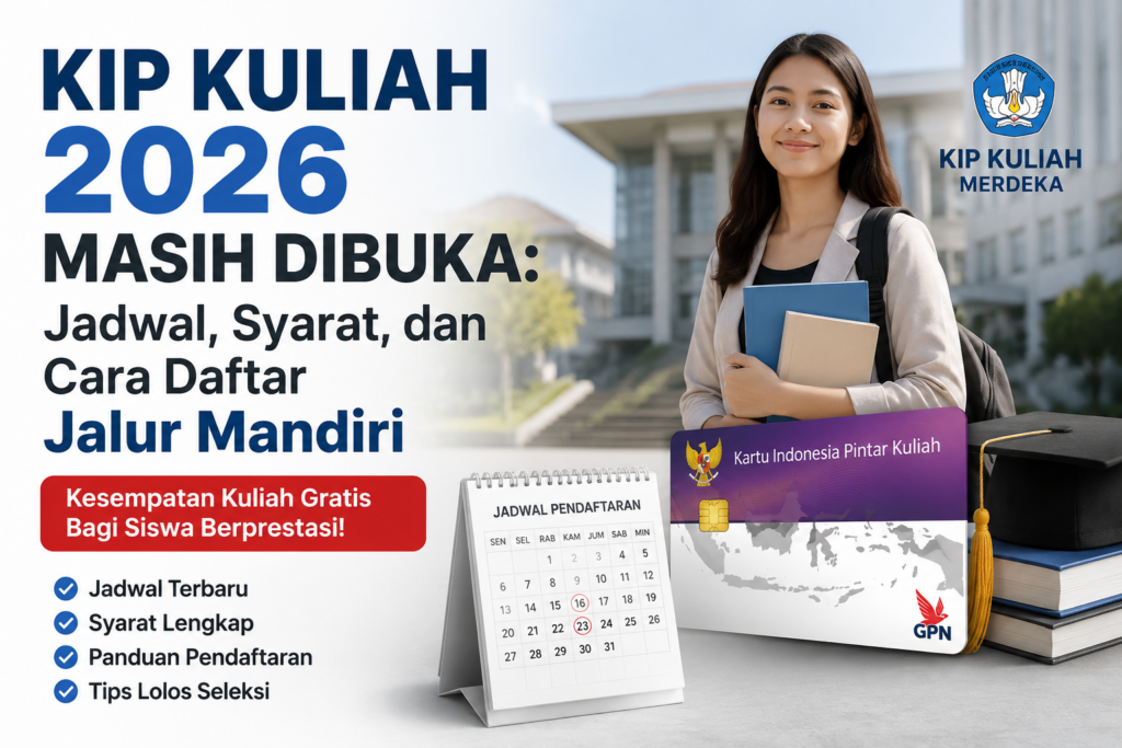 KIP Kuliah 2026 Masih Dibuka Jadwal, Syarat, dan Cara Daftar Jalur Mandiri